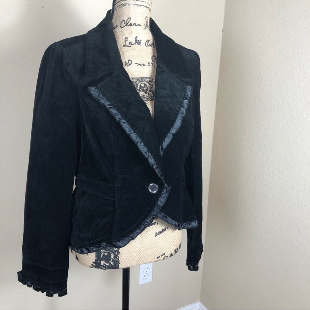 White House Black Market Black Velveteen Jacket 12